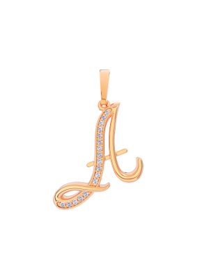 Подвеска буква А золотая 585 с фианитами