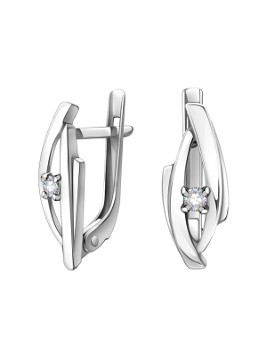 Серьги из белого золота 585 с бриллиантами