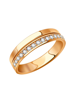 Кольцо обручальное золотое 585 с фианитами 4 мм