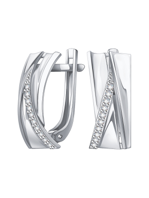 Серьги из белого золота 585 с бриллиантами