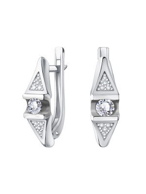 Серьги из белого золота 585 с бриллиантами