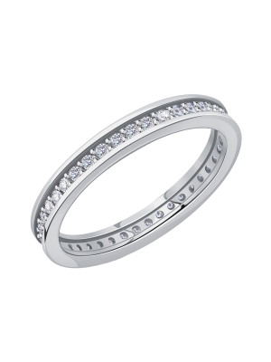 Кольцо дорожка из белого золота 585 с бриллиантами
