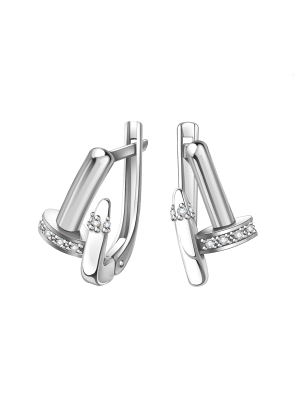 Серьги из белого золота 585 гвозди с бриллиантами
