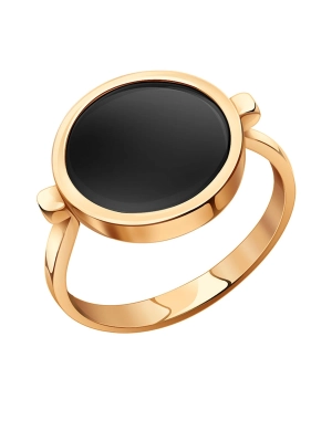 Кольцо золотое 585 с чёрным агатом